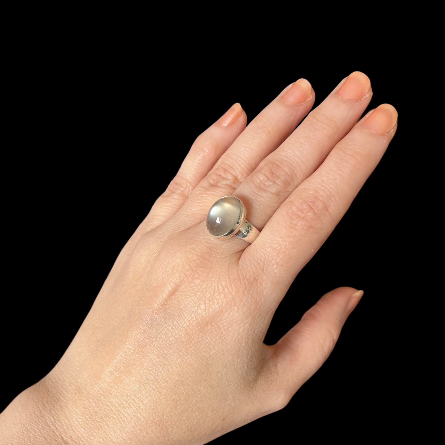 Bague avec pierre de lune en argent - taille 57  - BS058