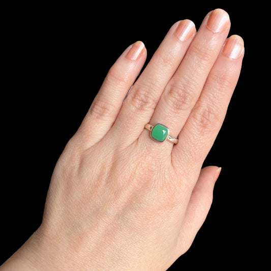 Ring mit silbernen Chrysoprase - Größe 56 - BS101