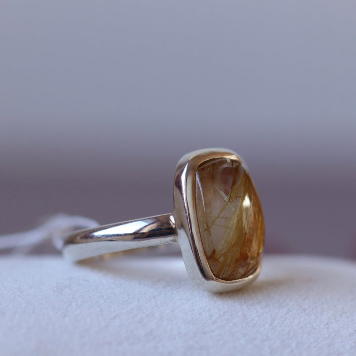 Bague avec Quartz à Rutile en argent - taille 56.5  - BS093