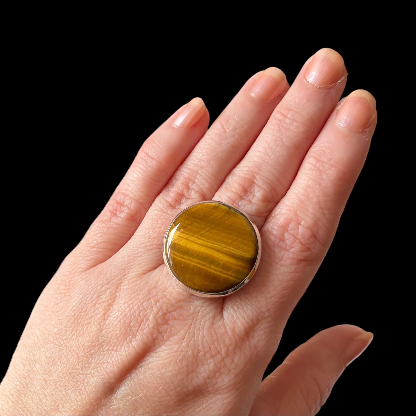 Silver ring with tiger's eye BS013