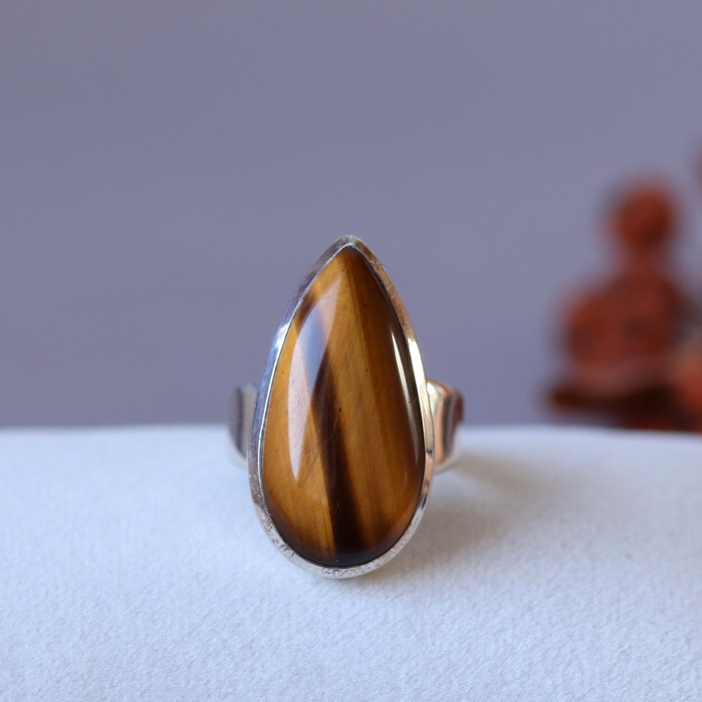 Ring with tiger's eye in silver - size 55 - BS066