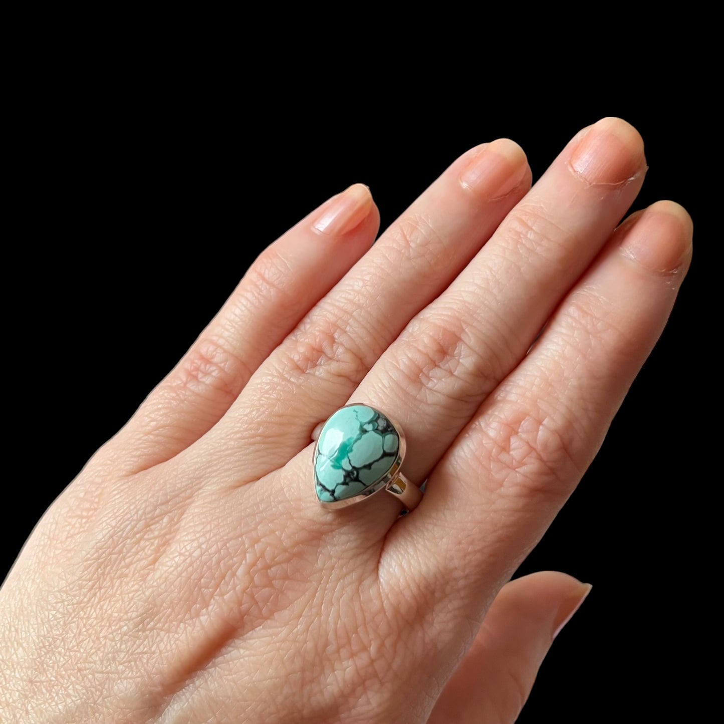 Ring with turquoise in silver - size 57 - BS030