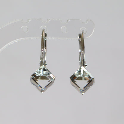 Boucles d'oreilles, cristaux Swarovski, argent rhodié, cristal, CUBIC