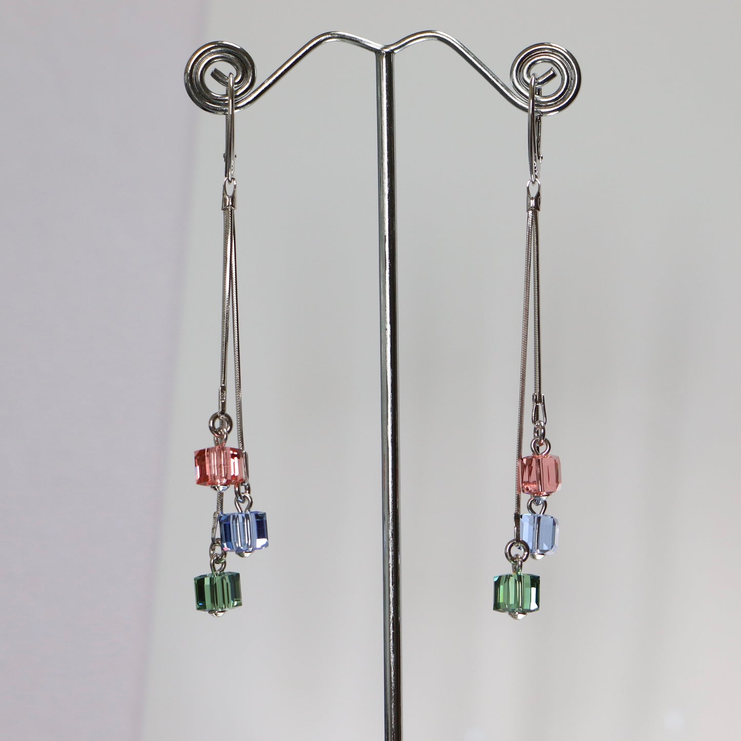 Earrings with Swarovski crystals, rhodium-plated silver, crystal, CANDICE