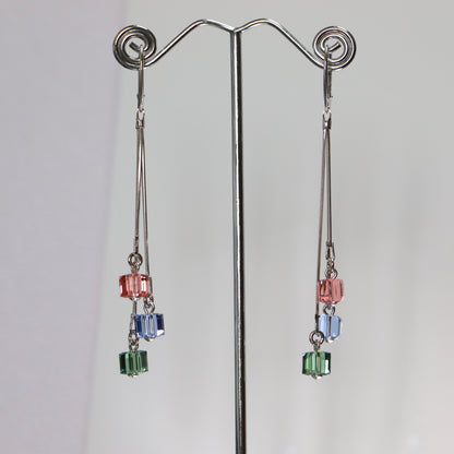 Earrings with Swarovski crystals, rhodium-plated silver, crystal, CANDICE