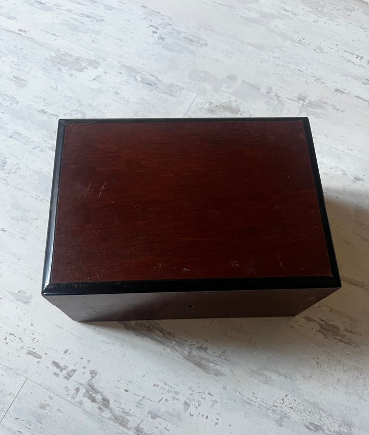 Boîte de jeu de loto en bois vintage 1910/1930