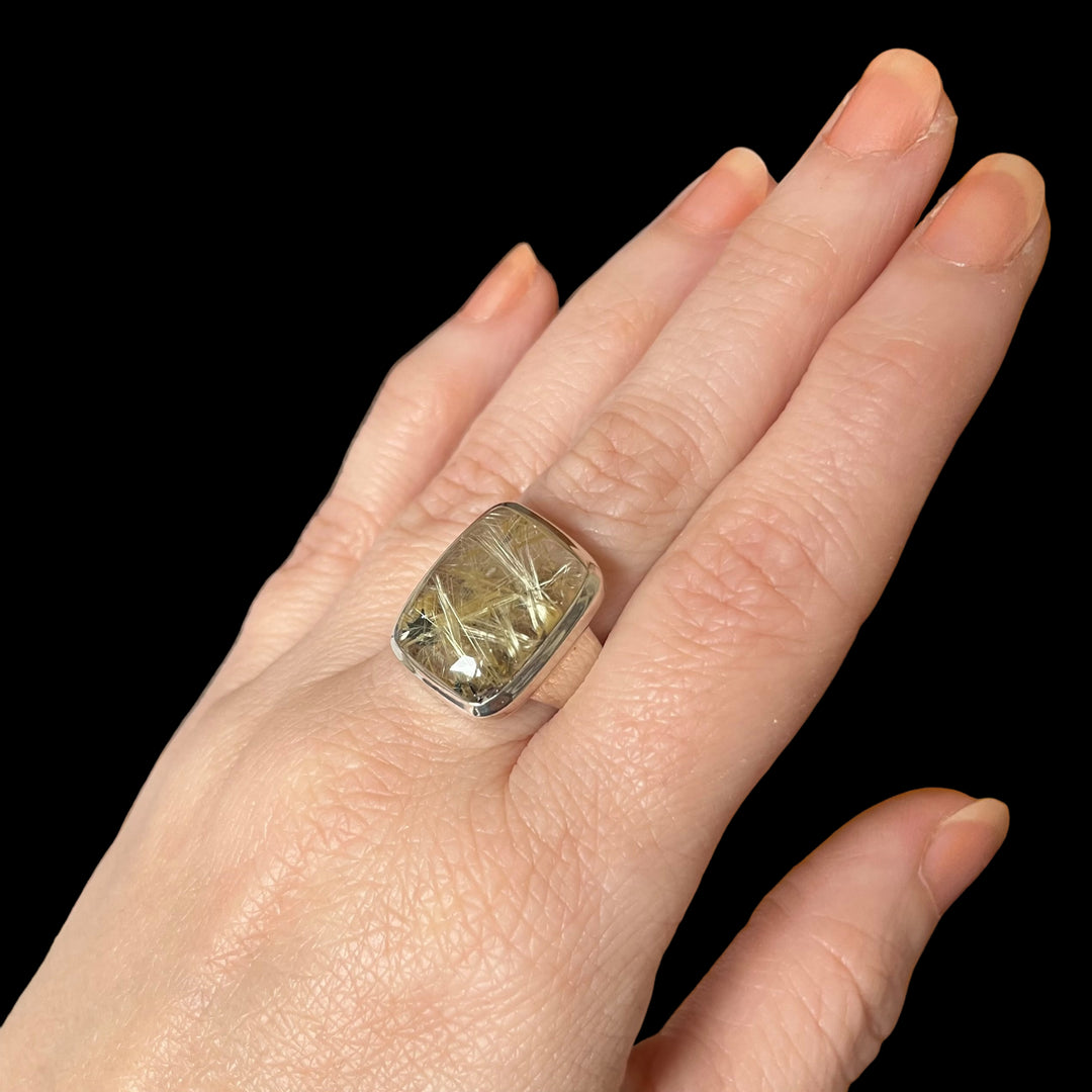 Bague avec quartz rutile en argent - taille 57 - BS010