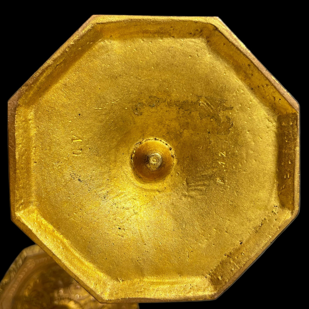 Paire de bougeoirs en bronze doré signés Alfred Daubrée, Napoléon III