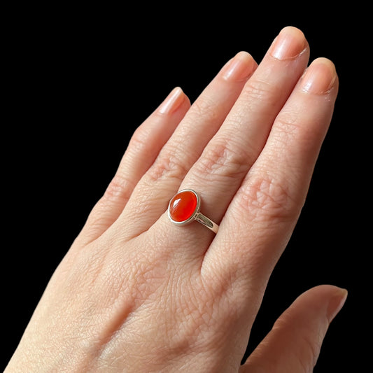 Ring with carnelian in silver - size 58 - BS077