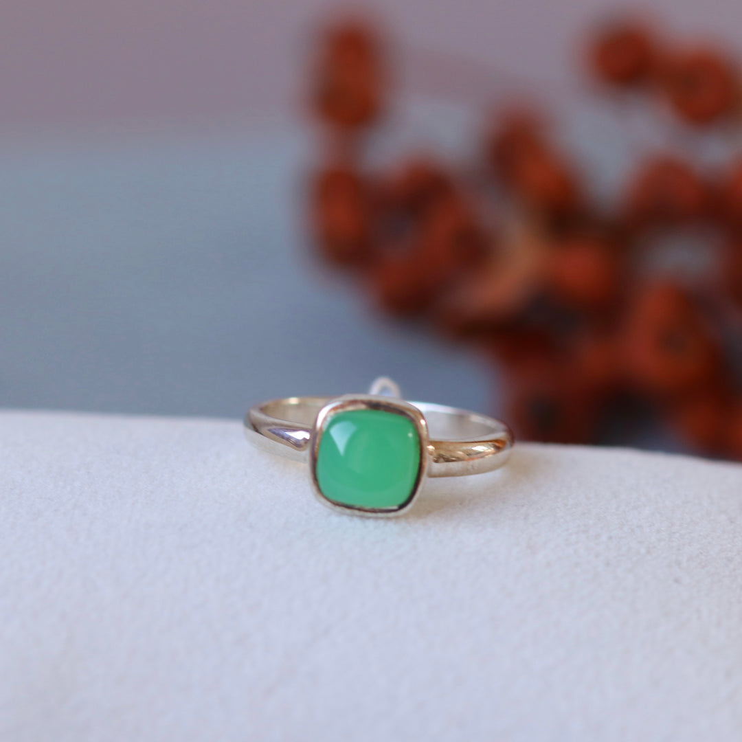 Ring with silver chrysoprase - size 56 - BS101