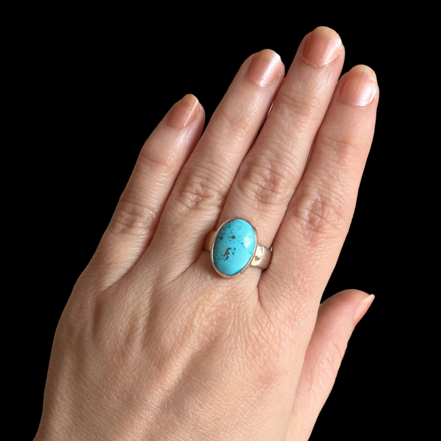 Silver ring with Iranian turquoise - size 57 - BS046