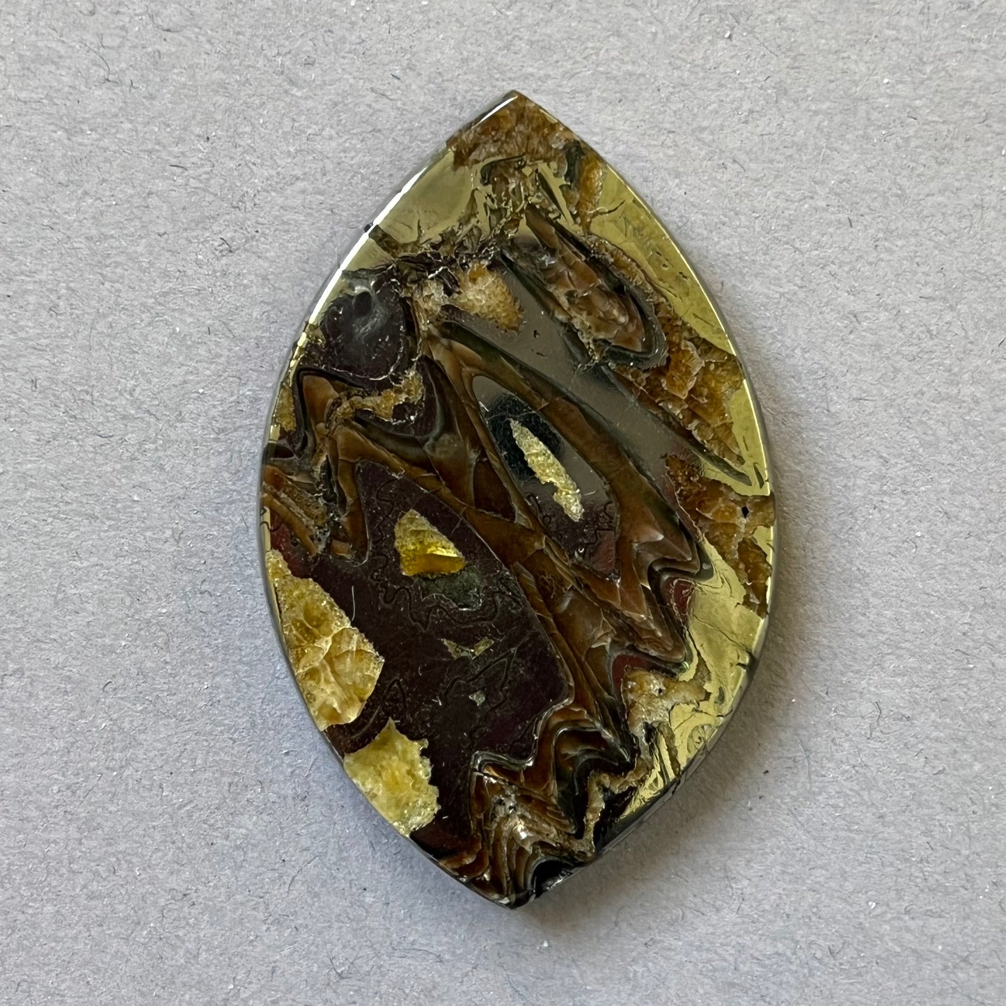 Ammonite pyritisée, AM_P043, taille cabochon, 48x32x5 mm