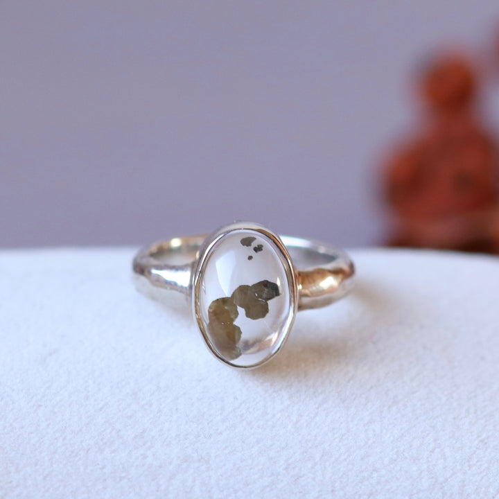 Bague avec quartz pyrite en argent - taille 52 - BS002