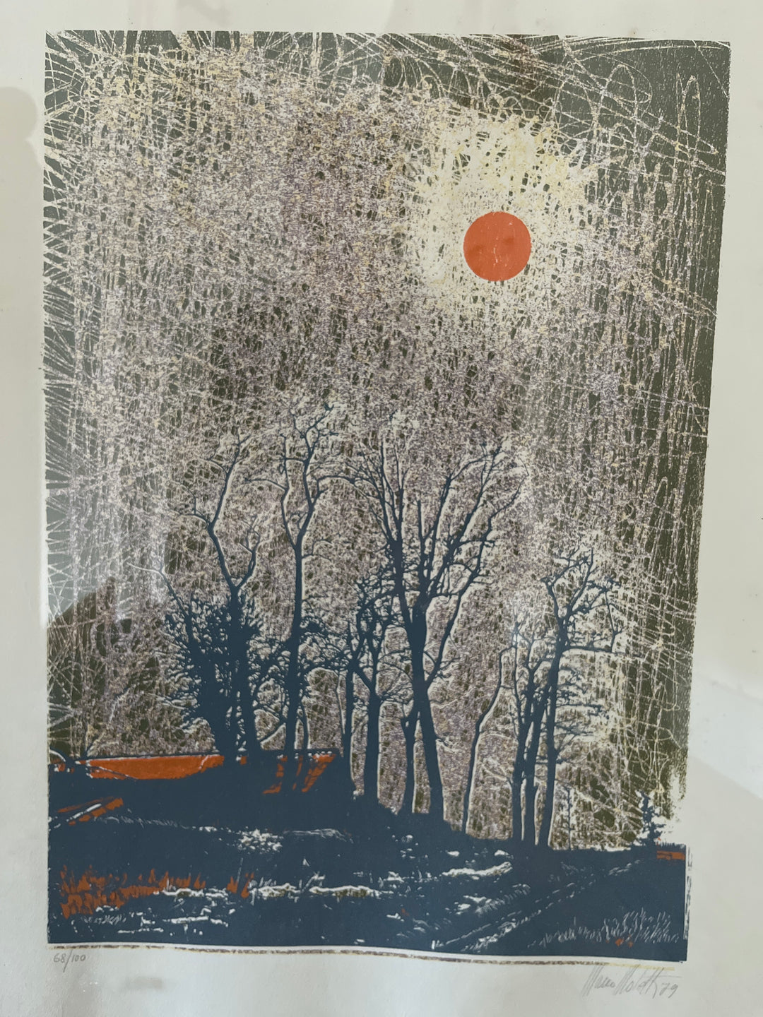 lithographie italienne de 1979 par Mario Moteni