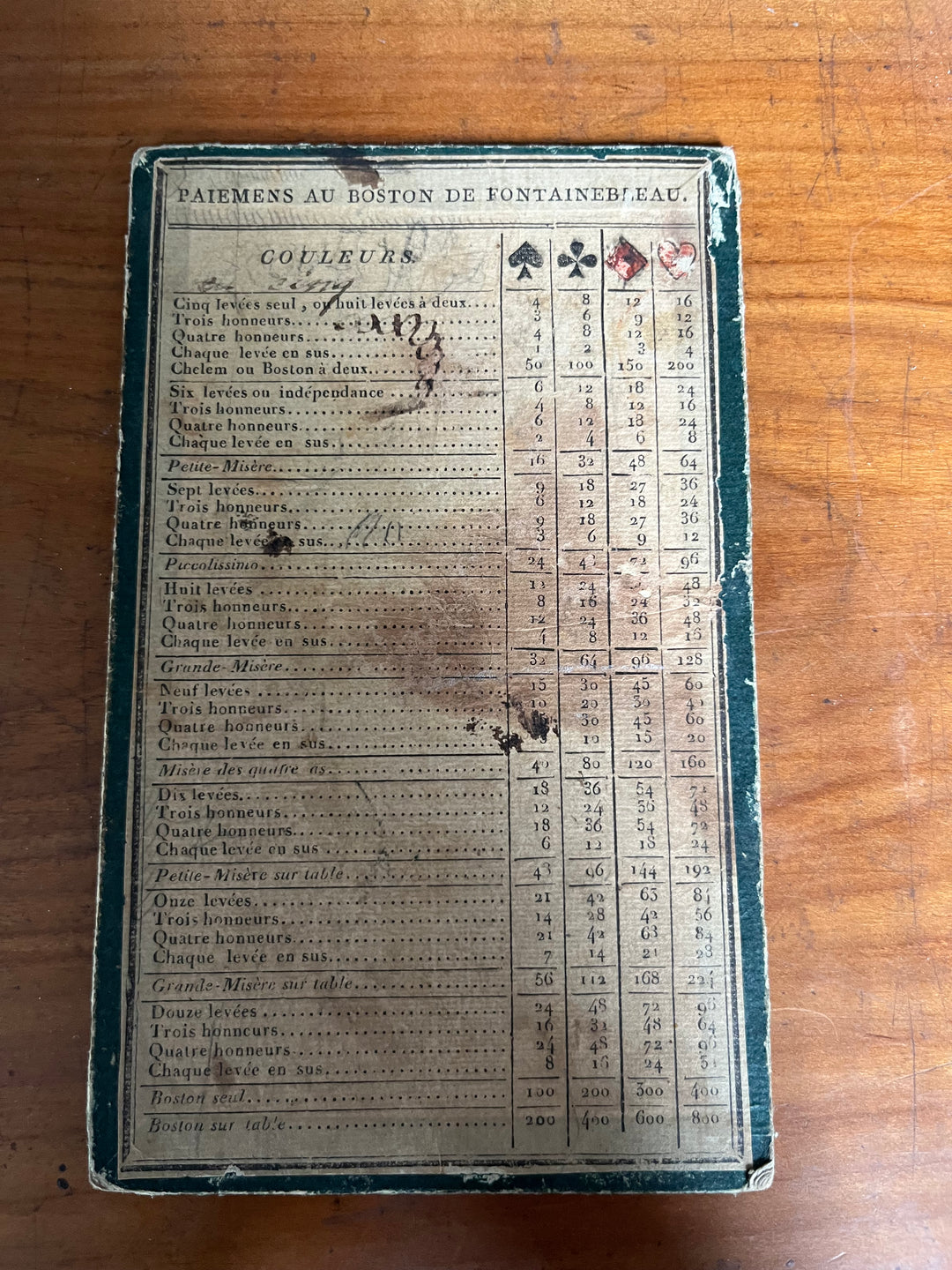 Rare coffret de jeu de Boston et Bog de la maison Alphonse Giroux Paris début XIXe (v. 1820-1840)