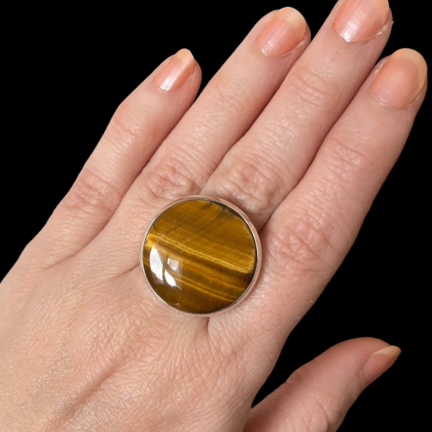 Silver ring with tiger's eye BS013