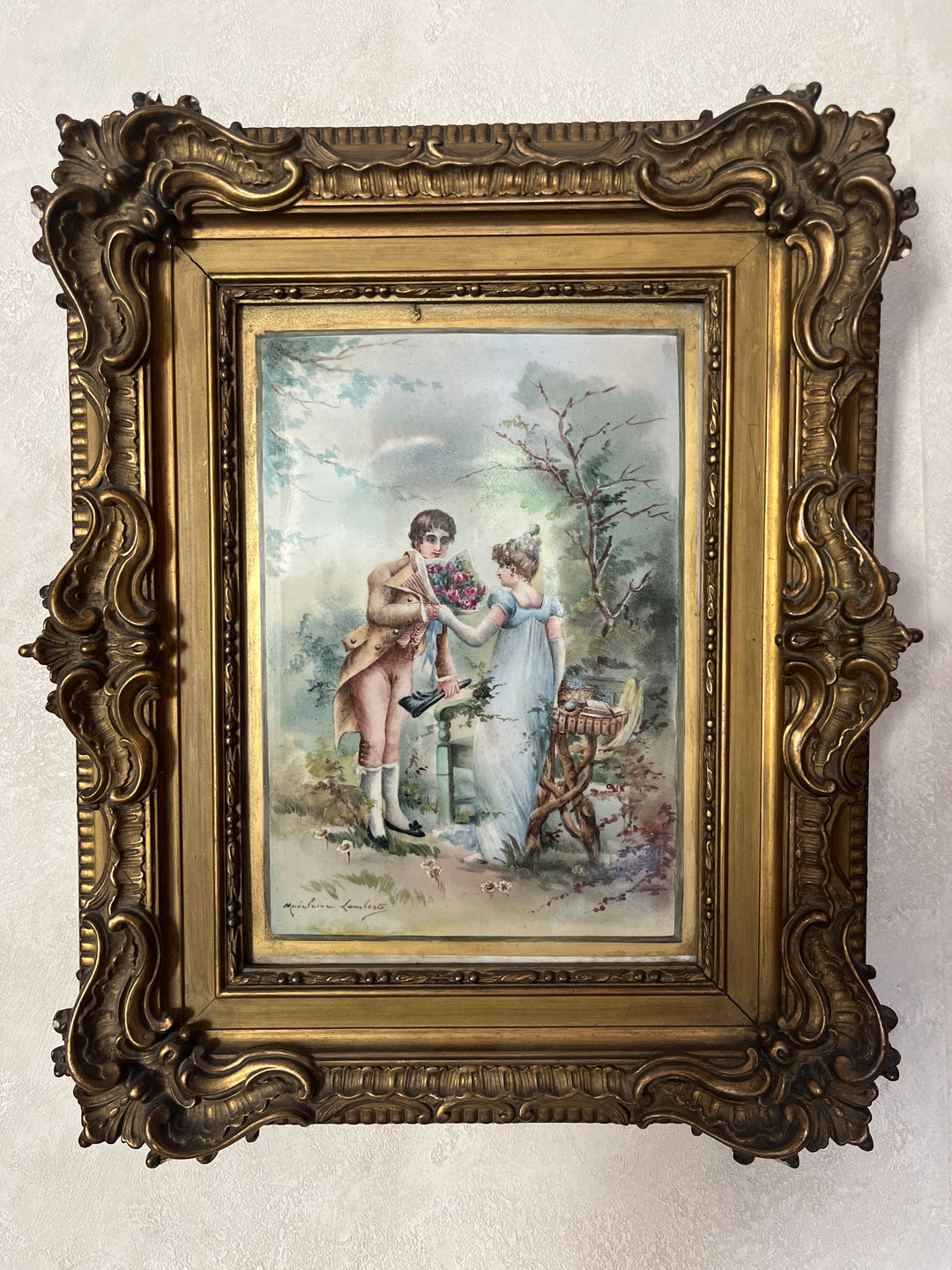 scène galante sur porcelaine par Lamberts