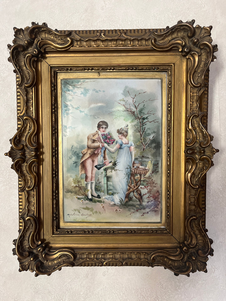 scène galante sur porcelaine par Lamberts