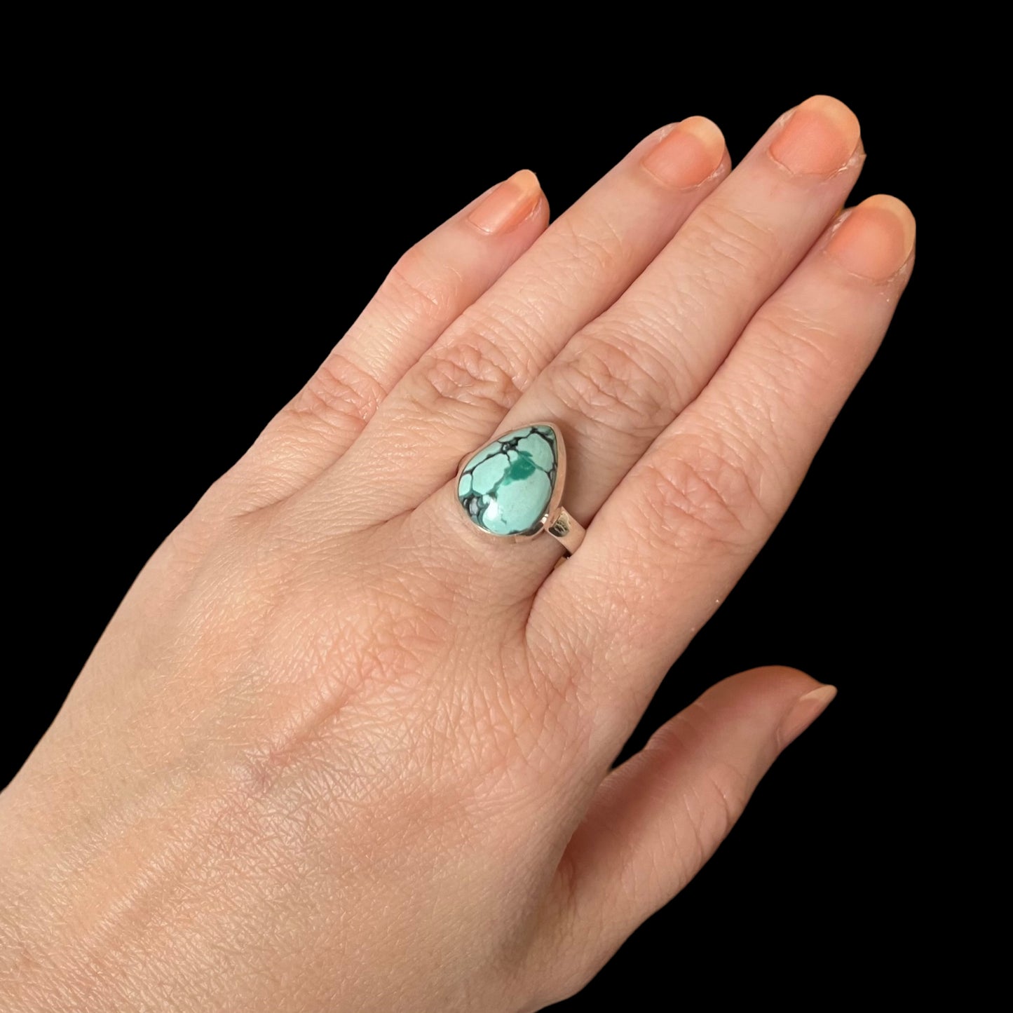 Ring with turquoise in silver - size 57 - BS030