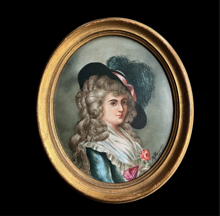 Portrait frames of the Duchess Georgiana de Faisshire on porcelain 1900