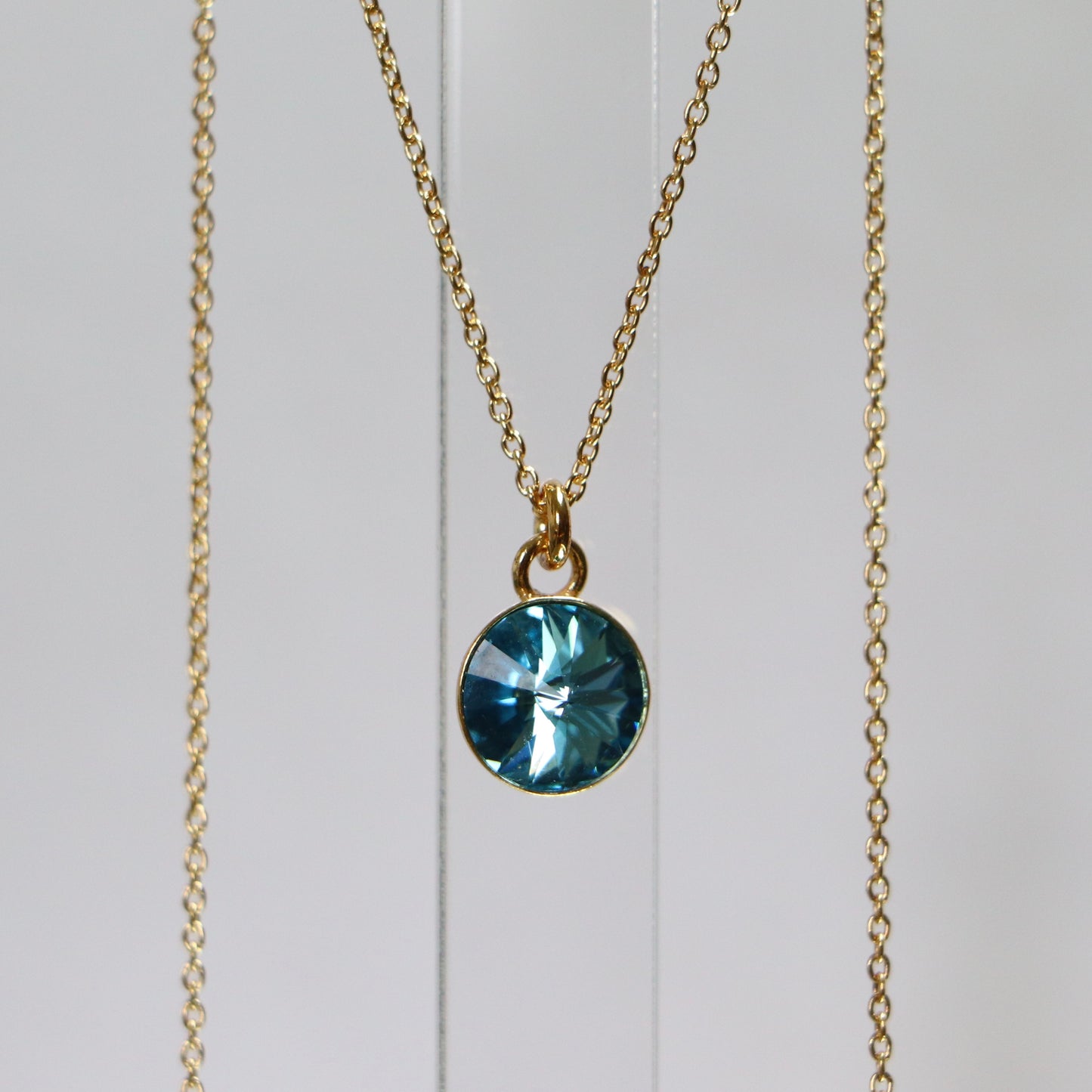 Pendant with a channel, Swarovski crystal, golden silver, acute navy blue, emi