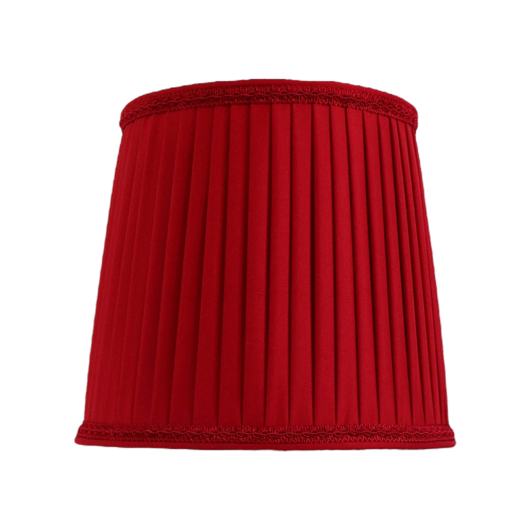 Chinese style lamp in Limoge porcelain with a pleated red silk lampshade