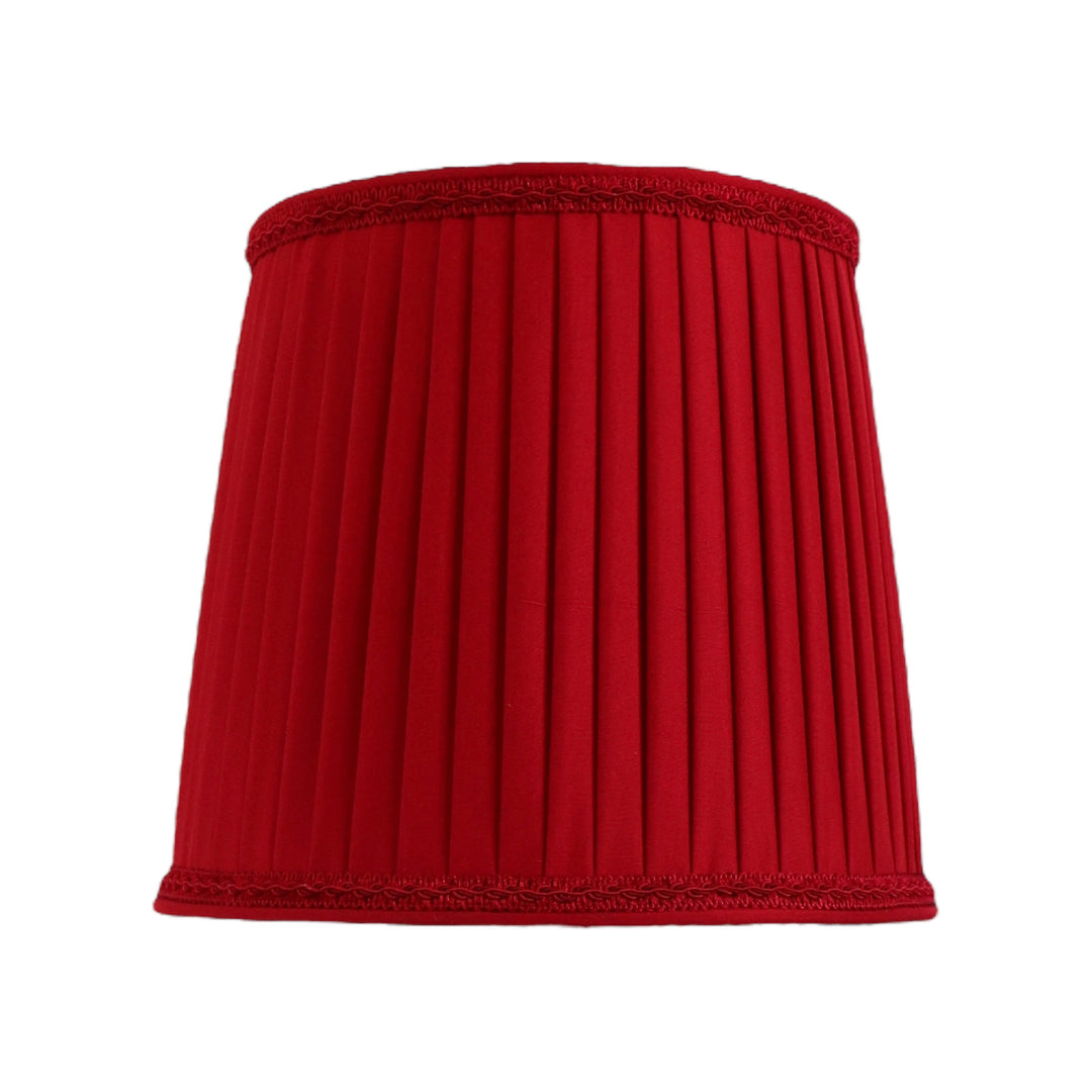 Pleated red silk lampshade, 26 cm