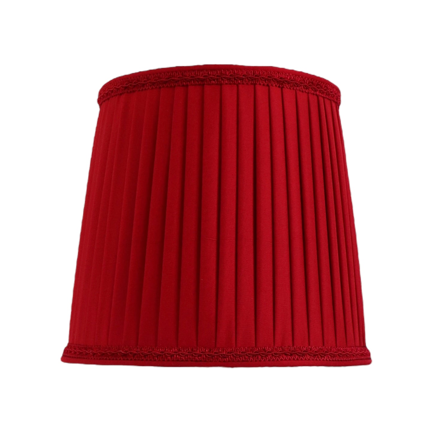 Pleated red silk lampshade, 26 cm