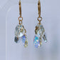 Boucles d'oreilles avec cristaux Swarovski, argent doré, cristal AB, FLEUR
