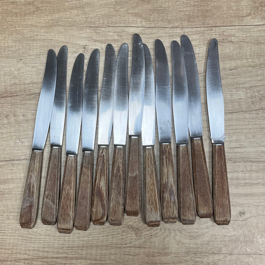 12 ножей, деревянная ручка, лезвие из нержавеющей стали.