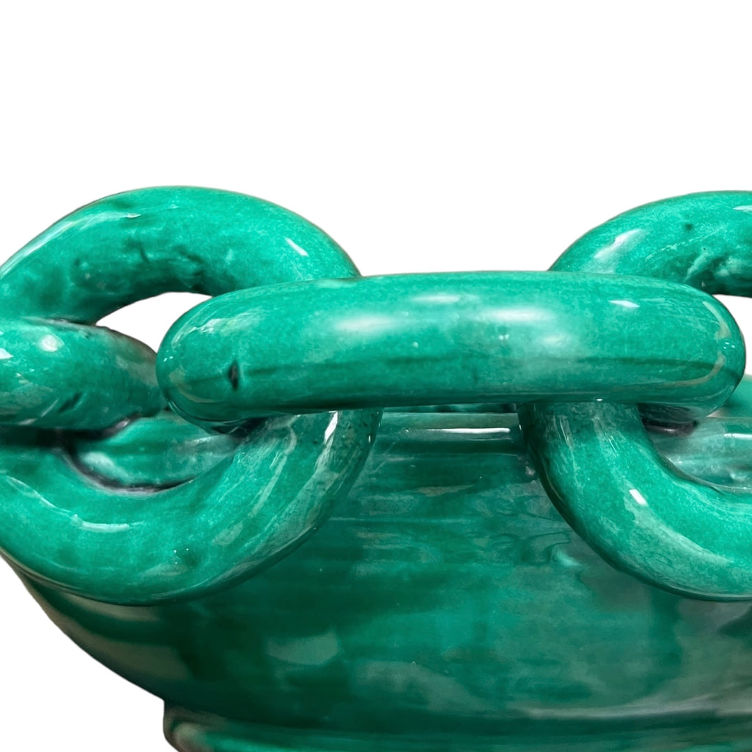 Fruit basket with Malachite green rings, Vallauris 1950