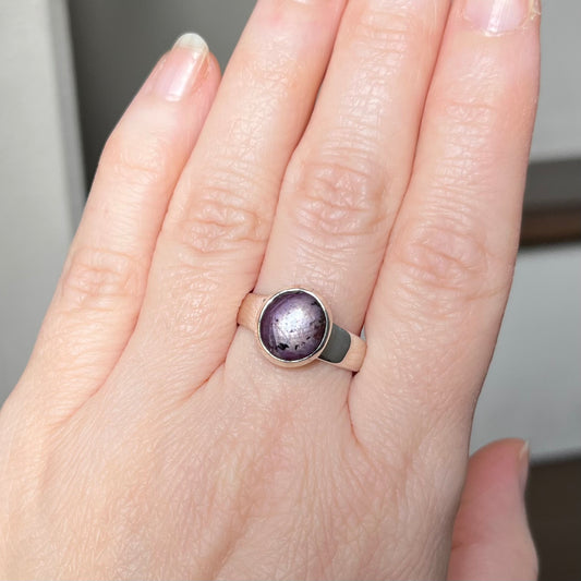 Bague en argent avec rubis étoilé - taille 60  - BS042