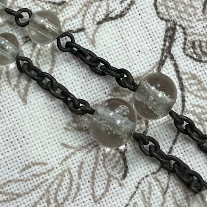 Art Deco rosar in glass pearls Silver Silver chain and virgin Kinsburger