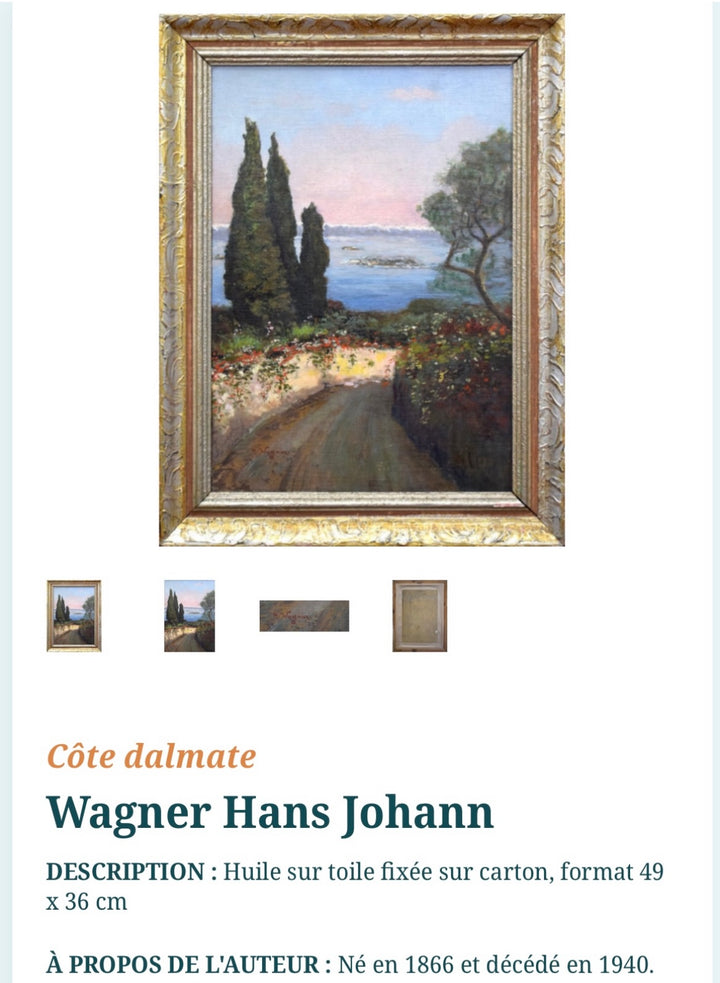 Tableau huile sur panneau vue côte Dalmate par Caser