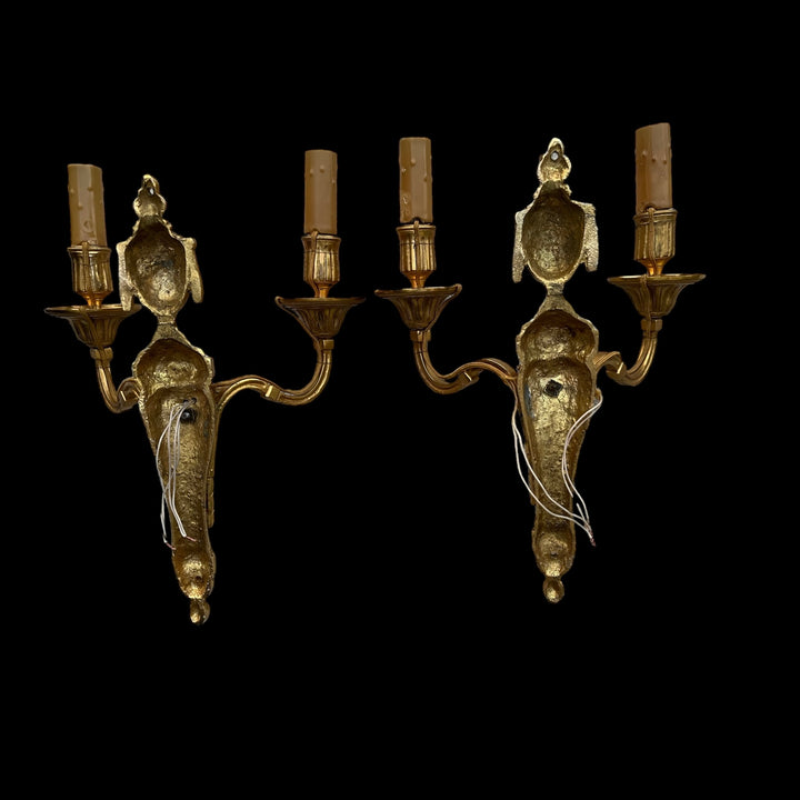 Pair of bronze apps with lounge louis XVI style, 19th century