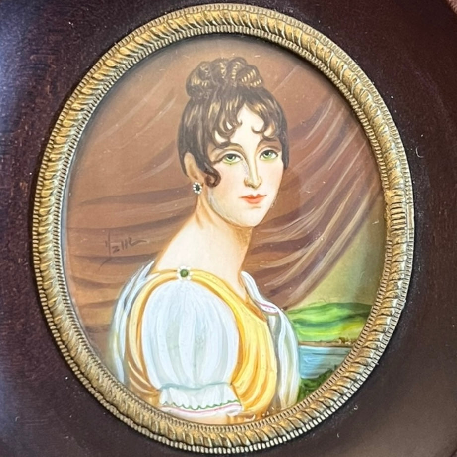 Madame Récamier Miniature Portrait Sur Ivoire
