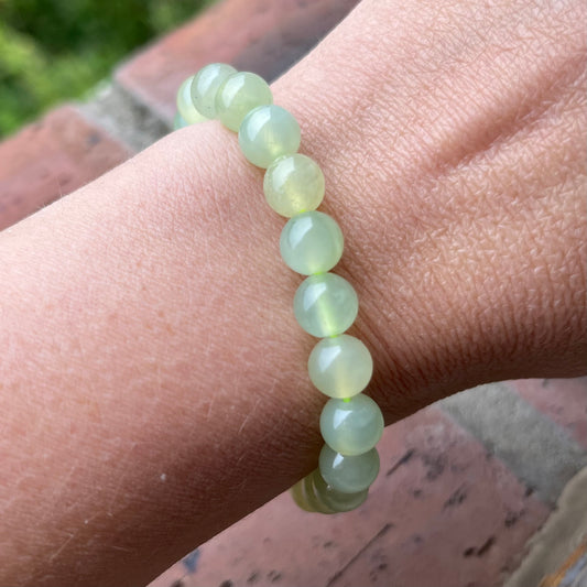 SERPENTINE bracelet ("Chinese jade") 8 mm ball stones