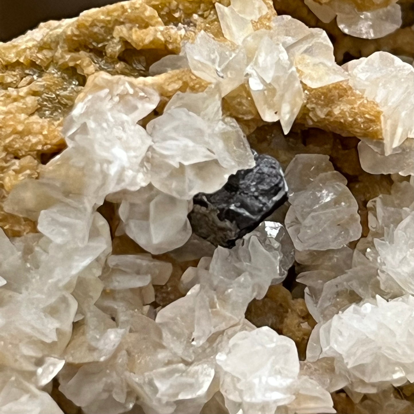 Millerite über Dolomit Baryte, Calcit, Marcasit, Sphalerit Zollvere Deutschland M18W62