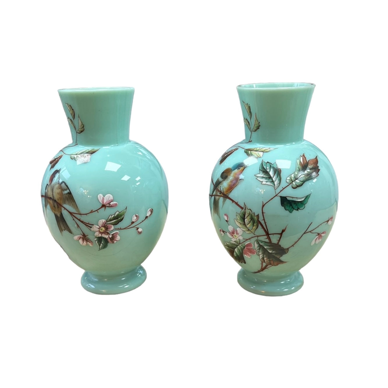 Paires de Vases en opaline Baccarat Napoleon 3  XIXe