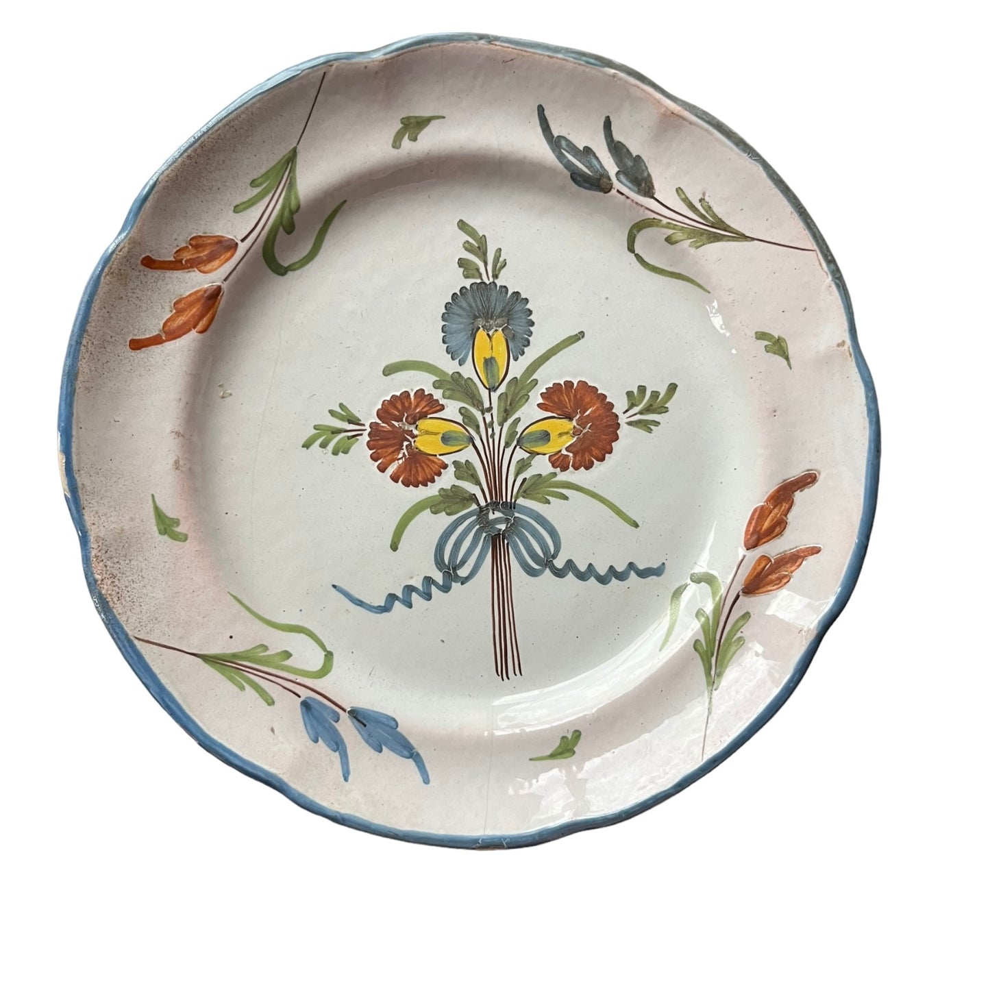 Plate Bouquet Flowers Earthenware da Epinal of Waly Xixth