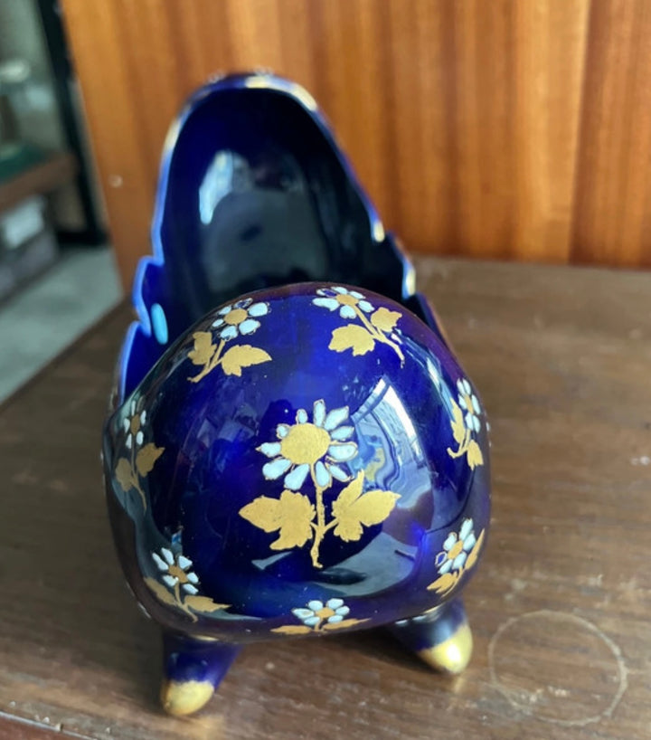 Полночное синее кашпо с золотыми цветами