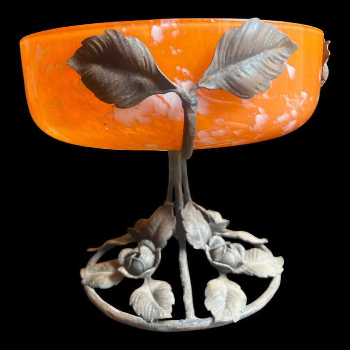 Coupe art déco fer forgé et verre dans le goût de Muller