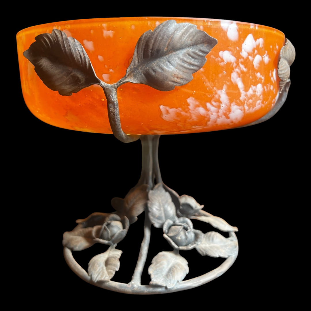 Coupe art déco fer forgé et verre dans le goût de Muller