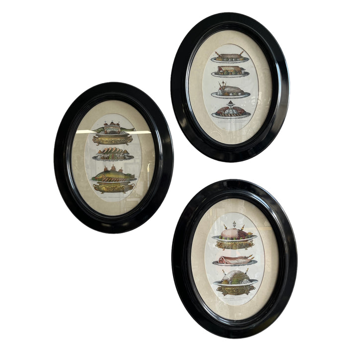 Set of three Urban Cuisine Dubois 19th century kitchen prints, frames with glass, Napoleon III