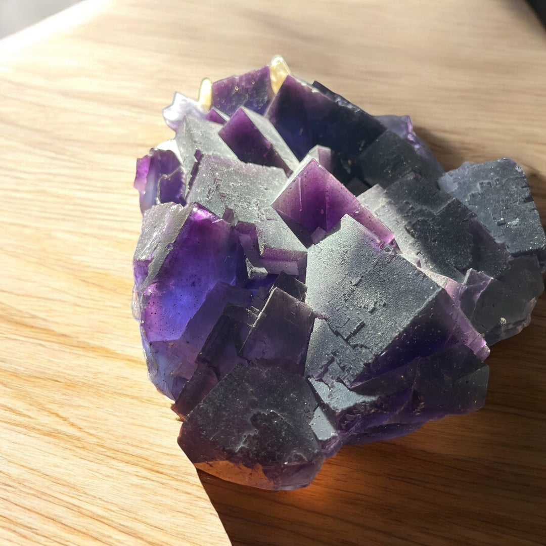 Fluorit Violette Zonée mit Calcit Denton Mine Illinois USA DB13