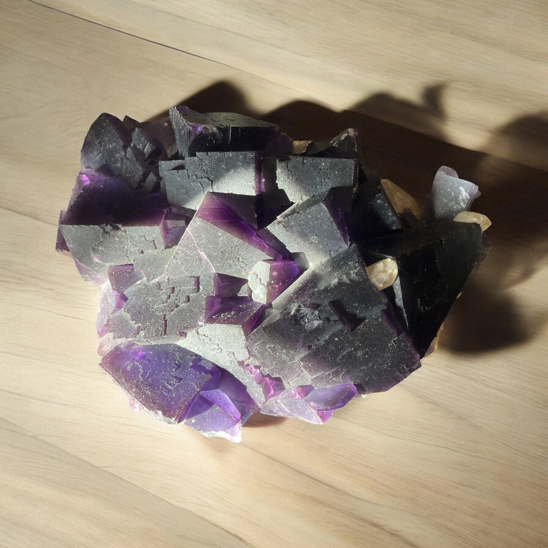 Fluorit Violette Zonée mit Calcit Denton Mine Illinois USA DB13