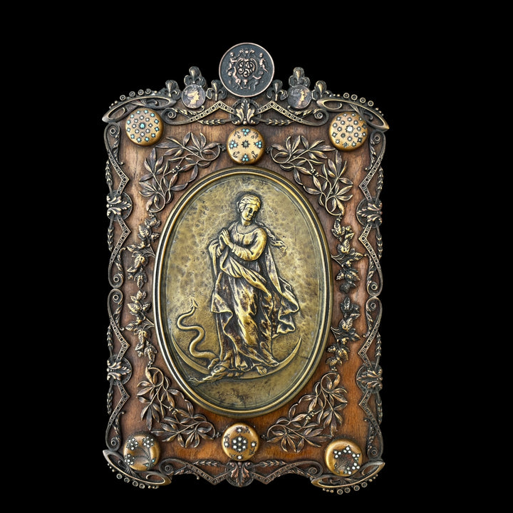 plaque dévotion à la vierge art déco