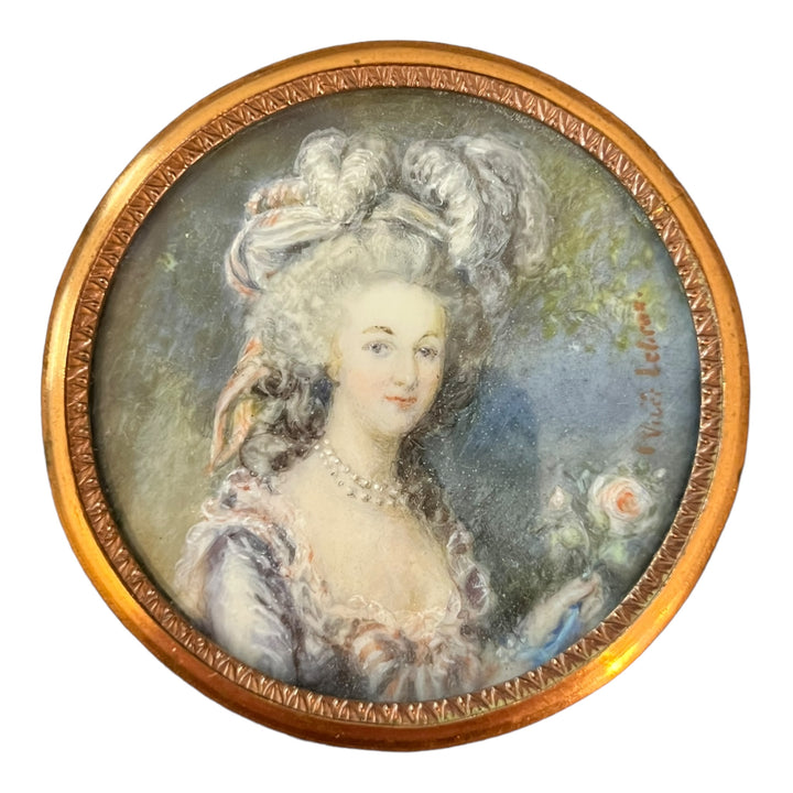 Marie Antoinette portrait miniature sur ivoire d’après Elizabeth Vigée Lebrun