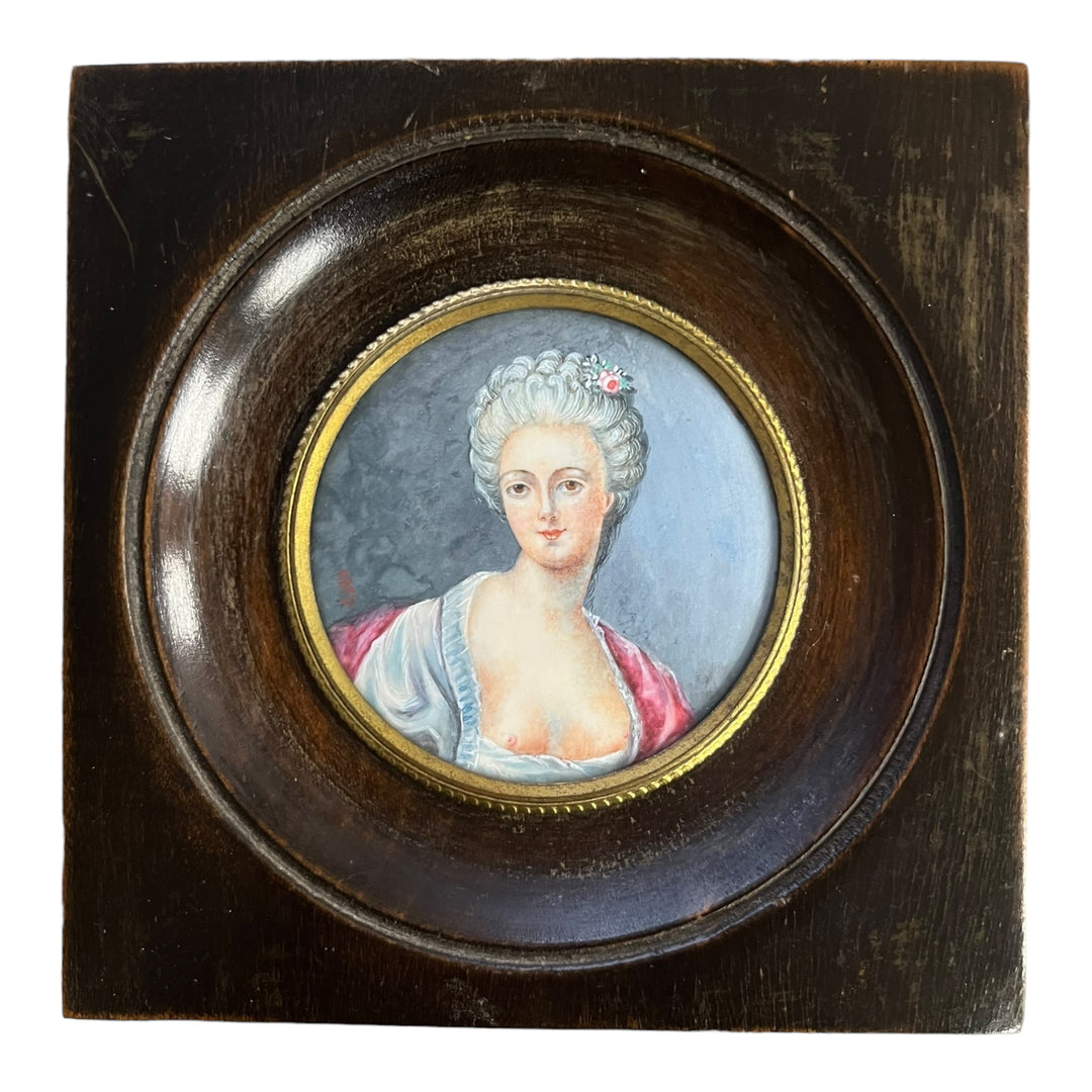 Mme de Pompadour Miniature Portrait of Abey sur Ivory