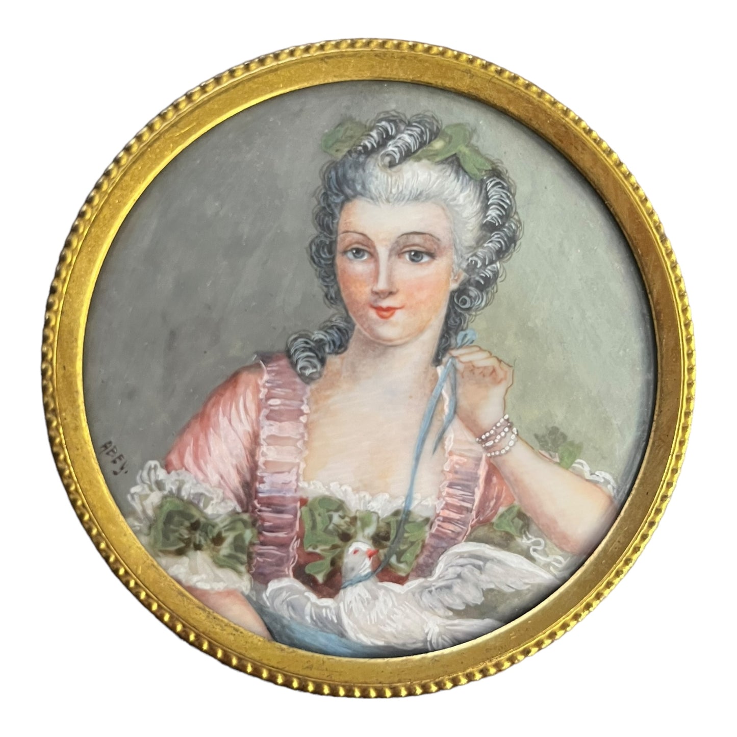 Madame de Pompadour Miniature portrait of Abey on ivory